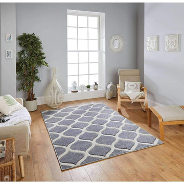 Portland 1095 1 Modern Geometric Arabesque Trellis Carved Durable Short Pile Grey/Cream Rug-Melrose-Rug Love - The Most Loved Rug Store